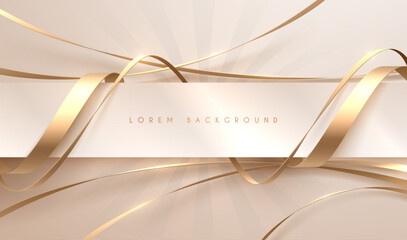 White and gold ribbons template background - 583815292