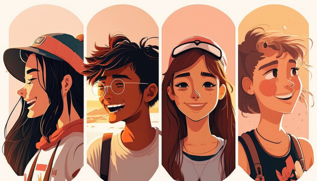 A group of friends laughing and enjoying a break together. Generative AI