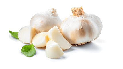 garlic. Fresh vegetables isolated on white background. Healthy food concept. Generative AI