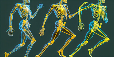 Illustration of the musculoskeletal system, depicting bones, joints, and muscles. - Generative AI - obrazy, fototapety, plakaty