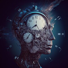 head with clock