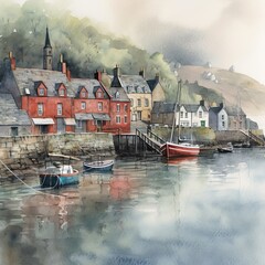 Fototapeta premium house on the river. Generative ai