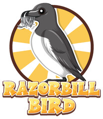 Razorbill bird logo with carton character