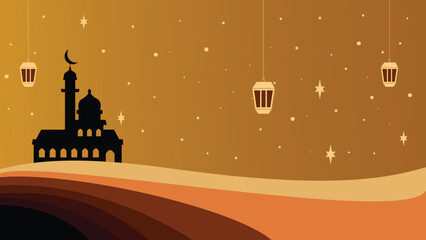 Ramadan Kareem Islamic Greeting Card Background Vector Illustration