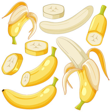 Set of banana fruit cartoon