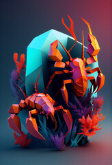 Beautiful geometric Crabs concept, abstract  background. Generative AI technology.

