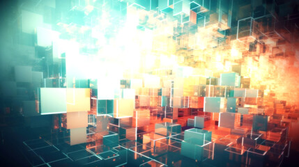 Fototapeta premium Modern hi-tech, science, futuristic technology concept. Abstract digital high tech city design Background. Generative AI