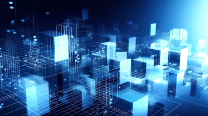 Obraz premium Modern hi-tech, science, futuristic technology concept. Abstract digital high tech city design Background. Generative AI