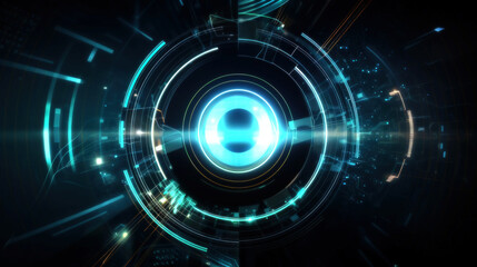 Fototapeta premium Modern hi-tech, science, futuristic technology concept. Abstract digital high tech city design Background. Generative AI