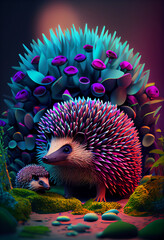 Beautiful geometric Hedgehogs concept, abstract  background. Generative AI technology.
 - obrazy, fototapety, plakaty