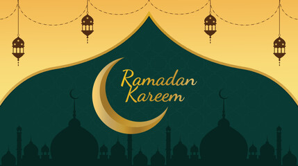 Ramadan Kareem Islamic Greeting Card Background Vector Illustration