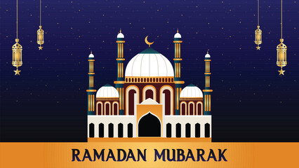 Ramadan Kareem Islamic Greeting Card Background Vector Illustration