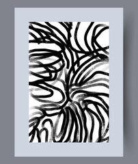 Abstract lines monochrome confusion wall art print. Printable minimal abstract lines poster. Wall artwork for interior design. Contemporary decorative background with confusion.