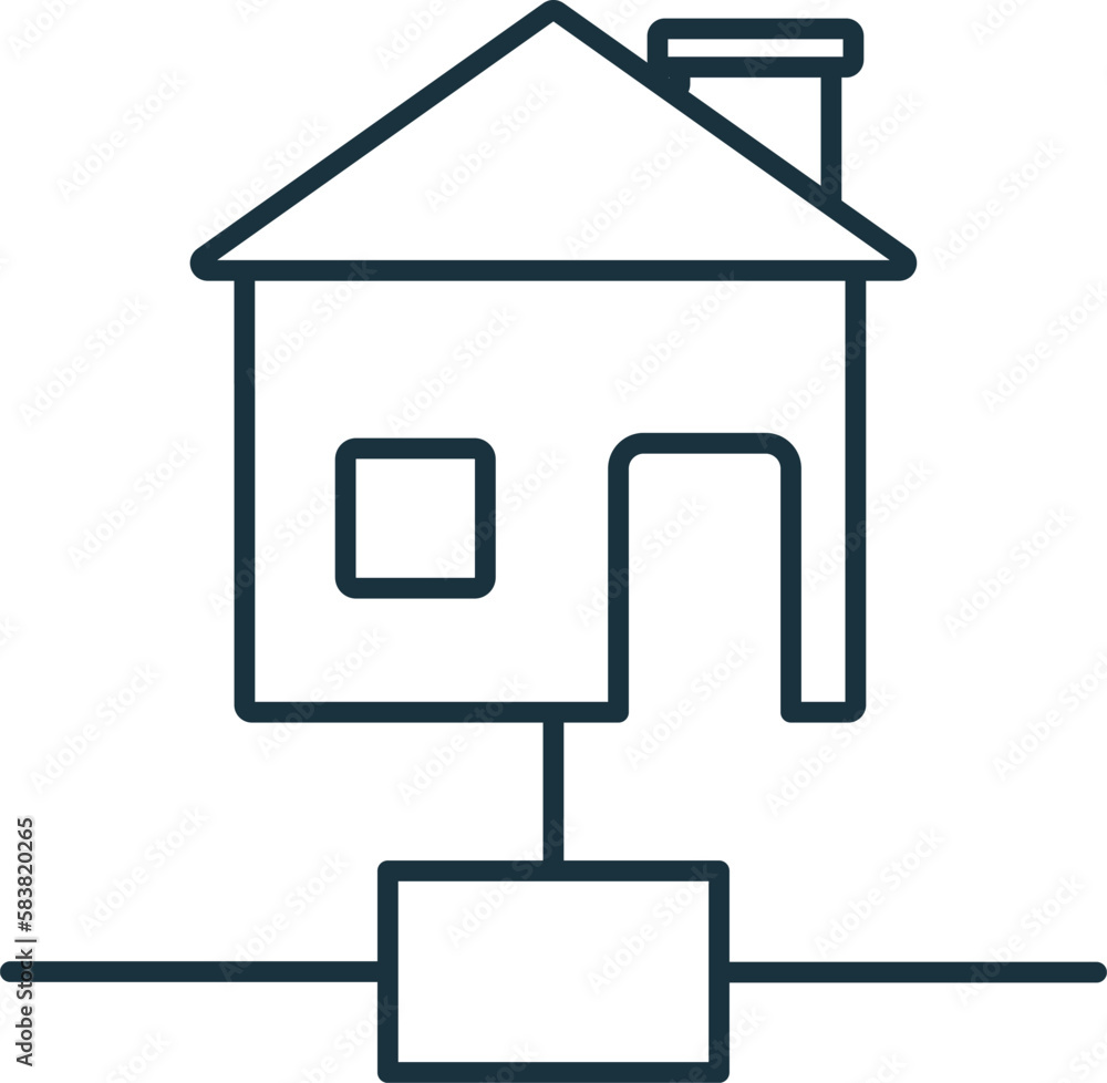 Poster home network line icon. element sign from networking collection. home network outline icon sign for 