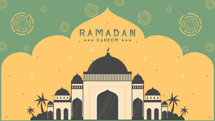 Ramadan Kareem Islamic Greeting Card Background Vector Illustration