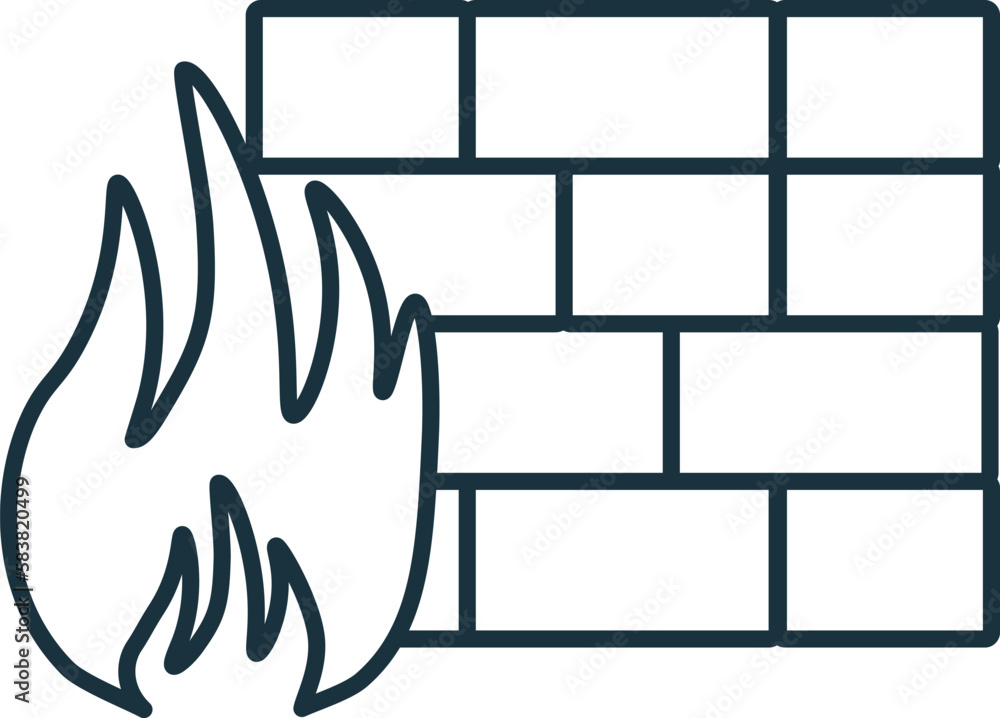 Poster network firewall line icon. element sign from networking collection. network firewall outline icon s