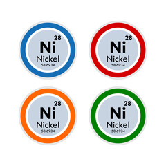 Nickel icon set. vector illustration in 4 colors options for webdesign