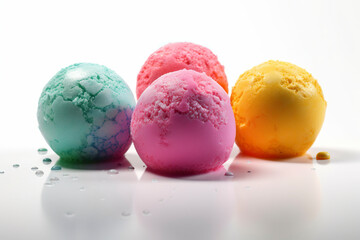 Multicolored ice cream balls. Generative AI.