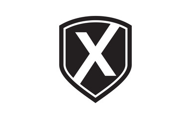 Initial X with Shield vector logo design