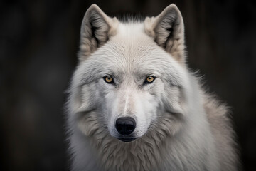 White wolf portraits. Generative AI.