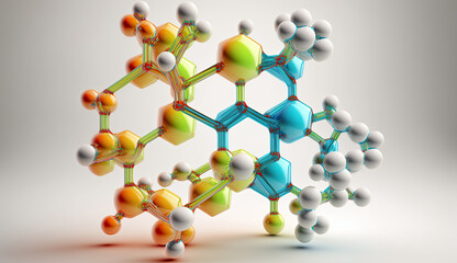 Obraz premium 3d illustration of a molecular structure on a smooth background. Generative AI