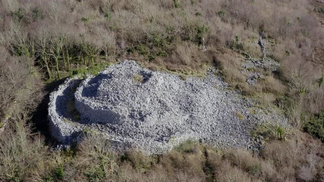 Finvarra castle on Knockma Orbiting aerial shot 