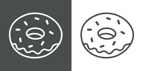 Icono de donut con líneas con glaseado y toppings © teracreonte
