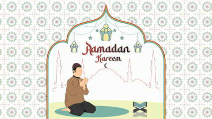 Ramadan Kareem Islamic Greeting Card Background Vector Illustration