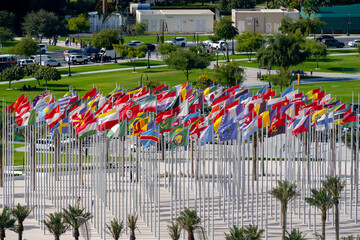 The Flag Plaza, displays 119 flags from countries with authorized diplomatic missions, including flags of the European Union, the United Nation and the GCC Doha