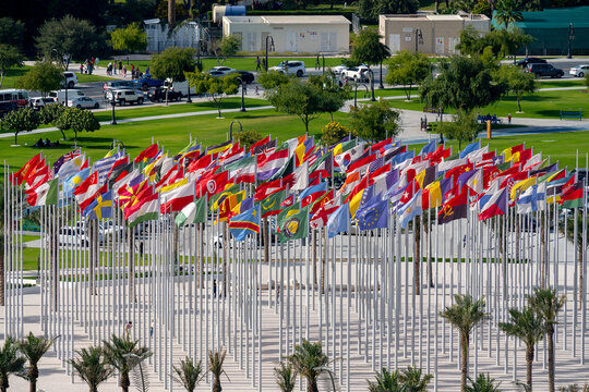The Flag Plaza, displays 119 flags from countries with authorized diplomatic missions, including flags of the European Union, the United Nation and the GCC Doha