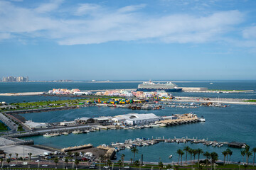 Fototapeta na wymiar Aerial View of Mina District Doha Port Qatar 