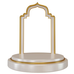 podium for promotional product with ramadan and eid mubarak concept. 3d rendering illustration for cards.