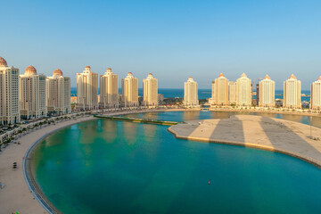Viva Bahria Residential buildings in the Pearl Qatar, an artificial island in Doha