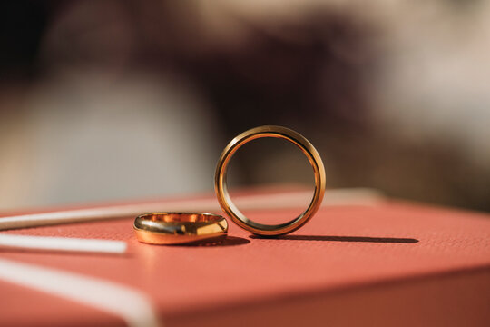 Golden wedding rings. Wedding rings. Photo. 