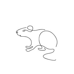 Mouse illustration in line art style isolated on white