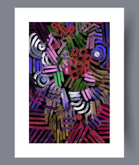 Abstract surrealism creative chaos wall art print. Contemporary decorative background with chaos. Printable minimal abstract surrealism poster. Wall artwork for interior design.