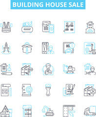 Building house sale vector line icons set. House, Building, Sale, Estate, Property, Buy, Real illustration outline concept symbols and signs