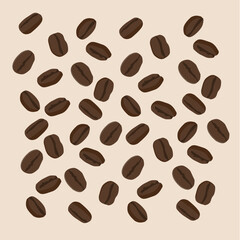 Coffee beans on a beige background. Vector illustration.
