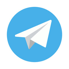 icon social media icon White paper plane on blue background. Vector illustration.