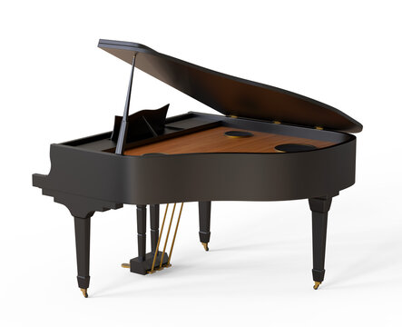 Black grand piano isolated. png transparency