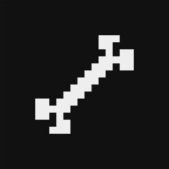 Human bones pixel art icon. Isolated vector illustration. Design stickers, logo, app, anatomy, science, medicine, education. 1-bit.