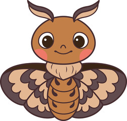 Doodle Cute Moth Cartoon Illustration