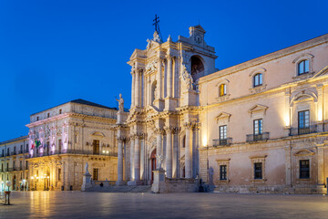 Fototapeta na wymiar Siracusa Cathedral in Piazza Duomo on Ortigia island Sicily