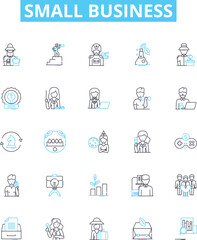 Fototapeta premium Small business vector line icons set. Small, business, entrepreneur, start-up, venture, micro, sole-proprietor illustration outline concept symbols and signs