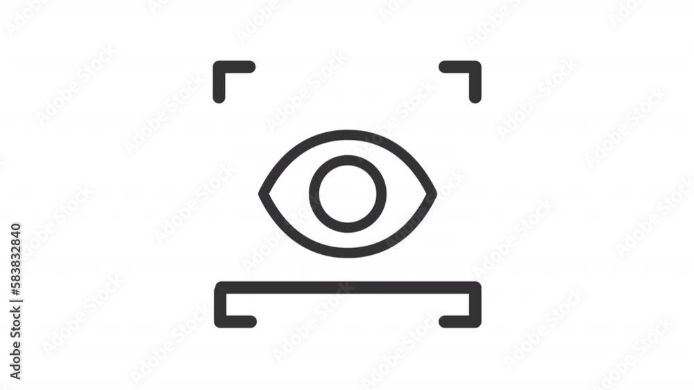 Poster animated biometrics linear icon. iris recognition technology. personal access. seamless loop hd vide
