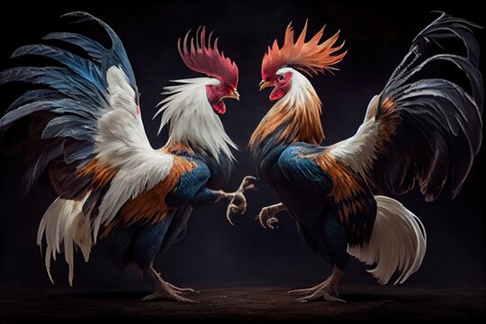 Cockfighting Ring With Two Brave Roosters Behaving Like Martial Artists.  Editable Clip Art. Royalty Free SVG, Cliparts, Vectors, and Stock  Illustration. Image 57411131.