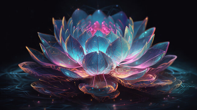 A fantastic glowing lotus. Incredible nature. A symbol of Buddhism and purity. 