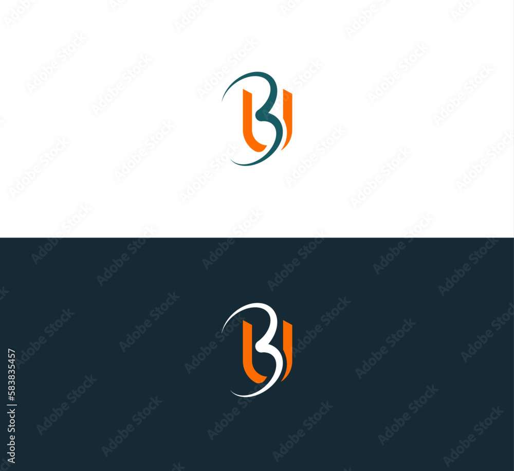 Poster Initial BU, UB Letter logo vector template design. Linked Letter BU, UB Logo design. - Posters