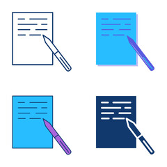 Pen and paper with text icon set © ekazansk