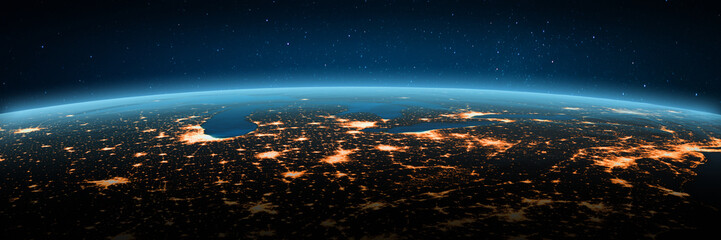 Fototapeta premium Great Lakes, America city lights